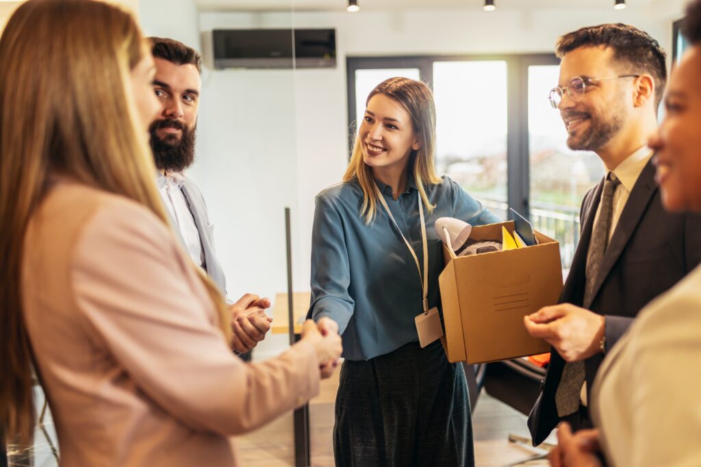 woman welcomed on first job