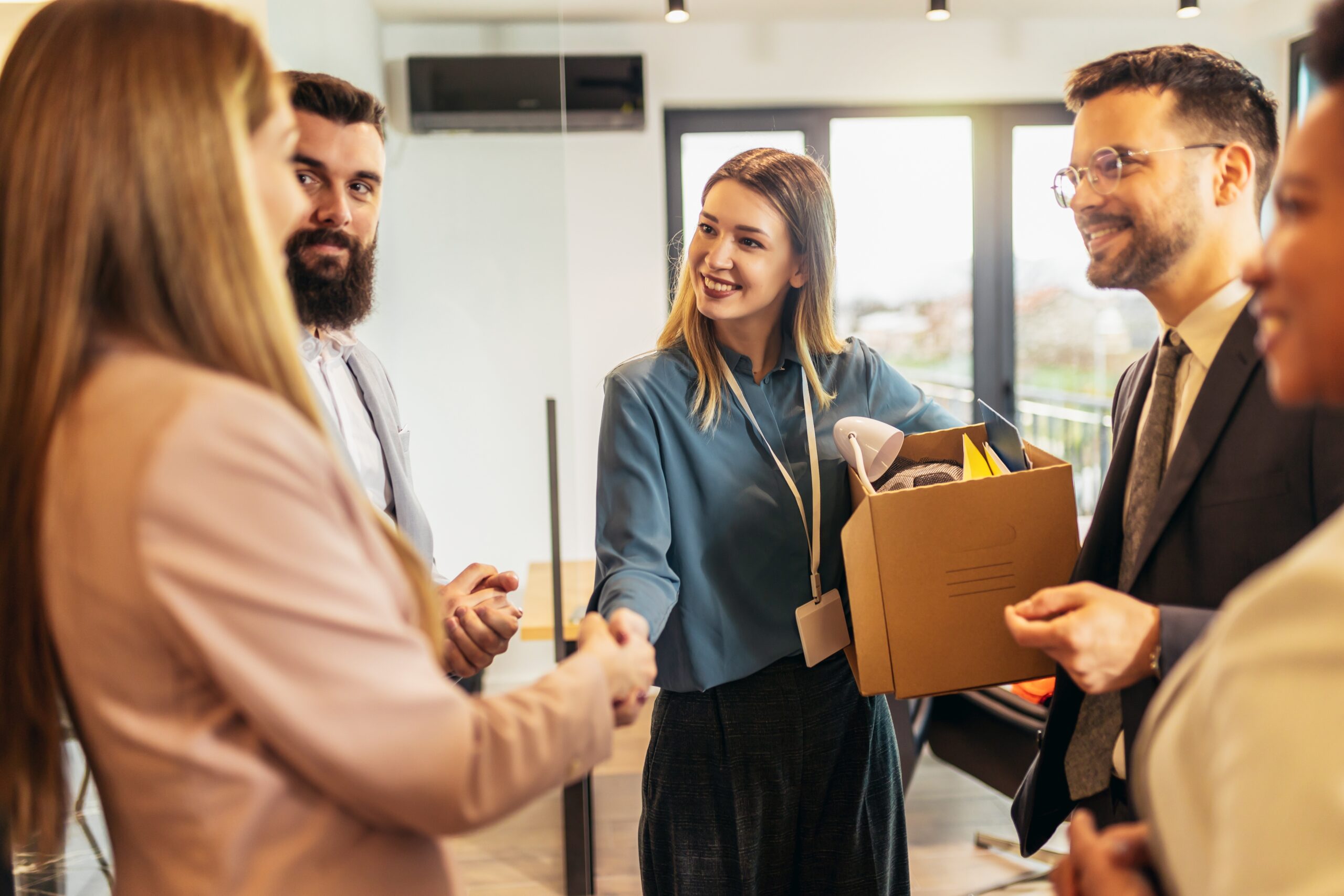 woman welcomed on first job